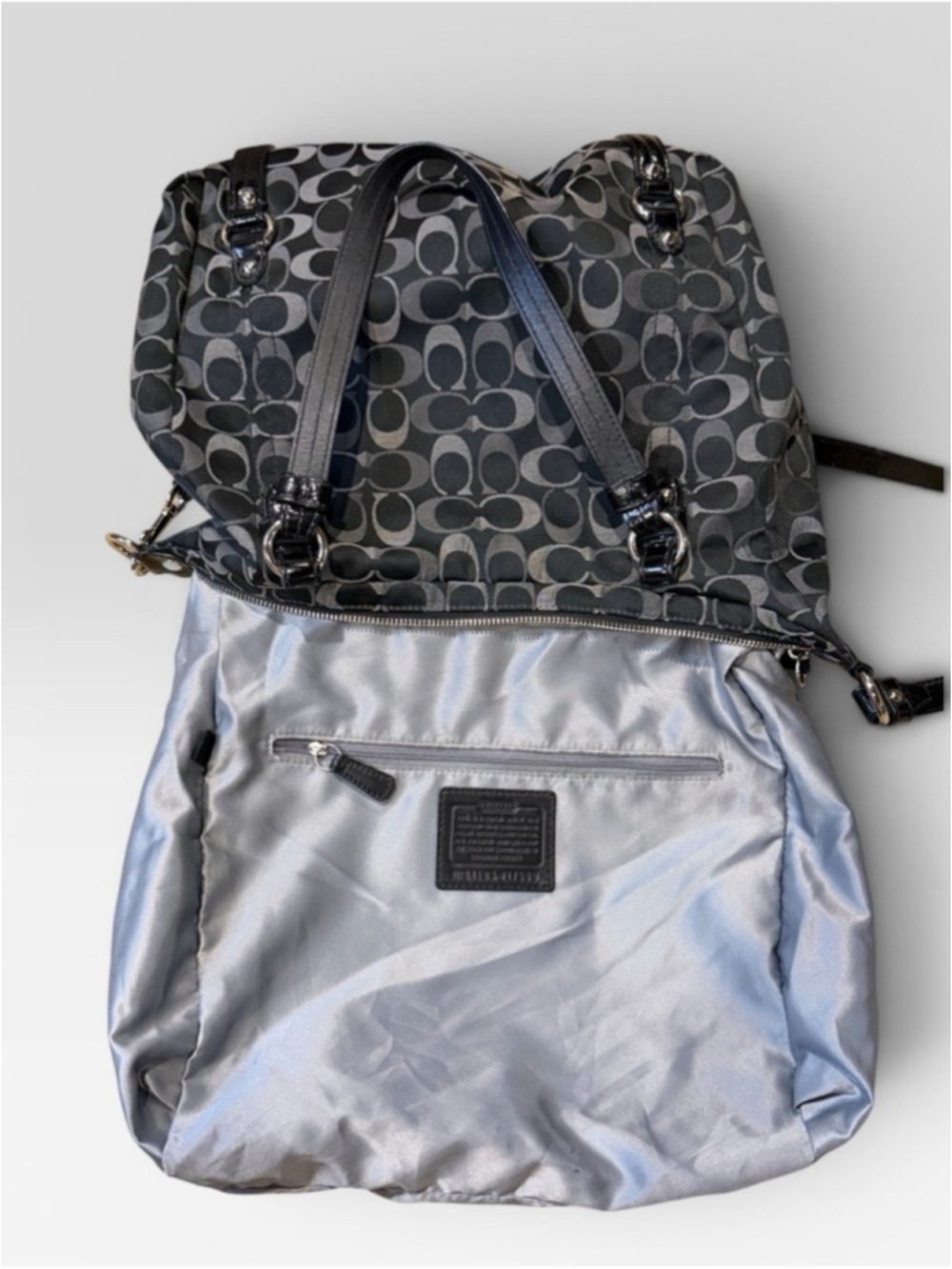 Coach Black Grey Signature C Jacquard Shoulder Bag - Picture 14 of 16